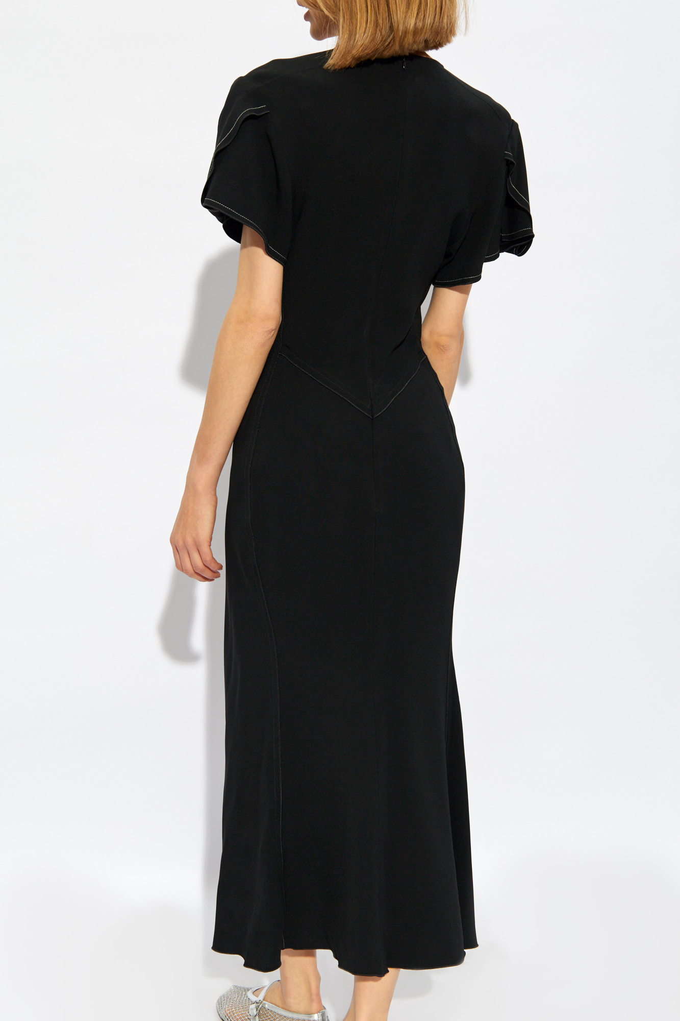 【Victoria Beckham】ブラック◆半袖◆Vネック ミディアムドレス Victoria Beckham V-neck dress | Women's Clothing | Vitkac